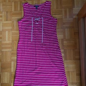 Pink and white stripe Lauren by Ralph Lauren dress. Size large. Never worn.